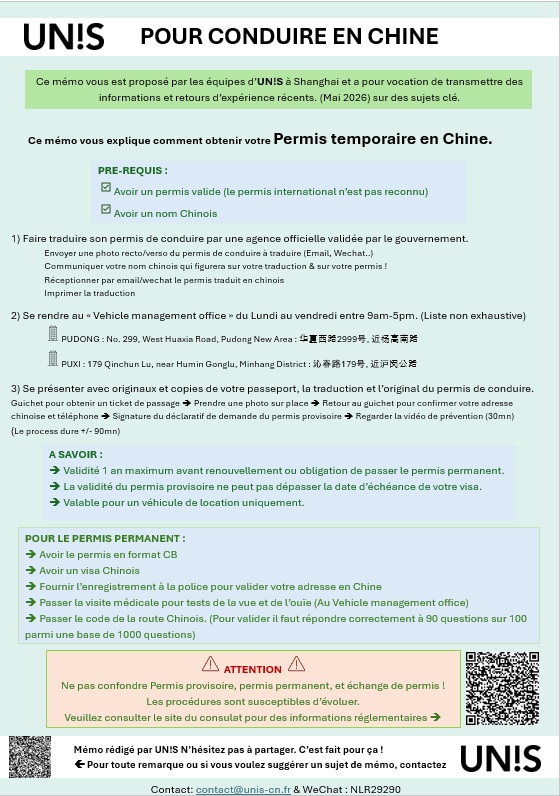 Mémo : Conduire en Chine